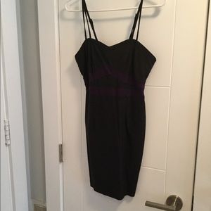 Charcoal grey dress purple accents